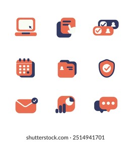 Internet Folder Mail Messenger Point Icon Vector Illustration Set