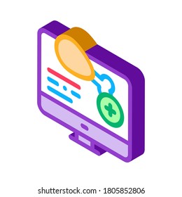internet food order computer screen icon vector. isometric internet food order computer screen sign. color isolated symbol illustration