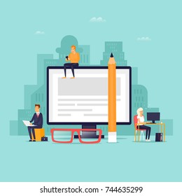 Internet Forum. Technologies. Flat design vector illustration.