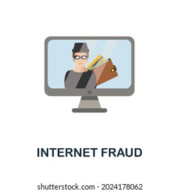 Icono plano de fraude de Internet. Signo de color de la colección web oscura. Icono de Fraude de Internet creativo para diseño web, infografía y más