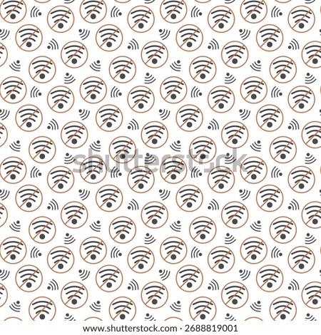 Internet free seamless pattern for vacation with crossed wireless signs and clouds. no wifi