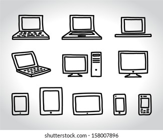 internet gadgets icons doodle sketch