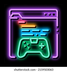 internet game neon light sign vector. Glowing bright icon internet game sign. transparent symbol illustration