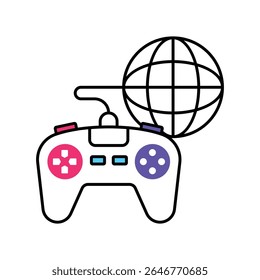 Icono de estilo de ilustración de contorno lleno de Vector de juegos de Internet. Archivo EPS 10