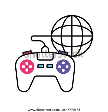 Internet Gaming Vector Filled outline illustration style icon. EPS 10 file