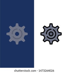 Internet, Gear, Setting  Icons. Flat and Line Filled Icon Set Vector Blue Background