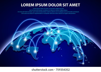 Internet and global connection background. Abstract network banner concept with planet. Abstract blue world earth digital connection globalization. vector illustration EPS 10