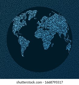 Mapa de Internet y conexiones globales. Proyección Gilbert. World Network. Mapa de conexiones creativas. Ilustración vectorial.