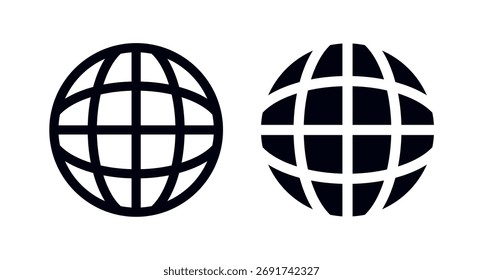 Internet-Globus-Raster in Linien- und Glyphenstilen