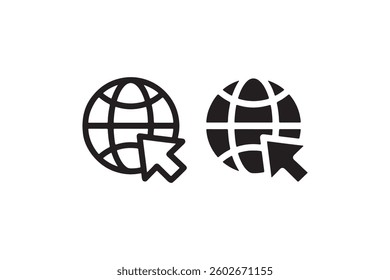 Internet globe icon with cursor arrow Vector