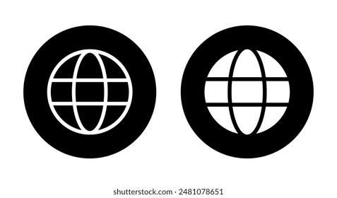 Internet globe icon on black circle. Web, website sign symbol