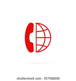 Internet Globe icon with phone.