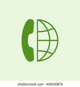 Internet Globe icon with phone.