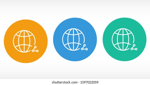 Internet Globe line and arrow "Go to web" - website icon. line Internet  Globe icon and arrow that Internet clicks on it.  line Black pictogram isolated on white line Internet  background.