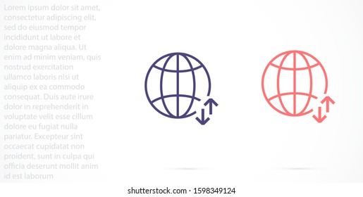 Internet Globe line and arrow "Go to web" - website icon. line Internet  Globe icon and arrow that Internet clicks on it.  line Black pictogram isolated on white line Internet  background.