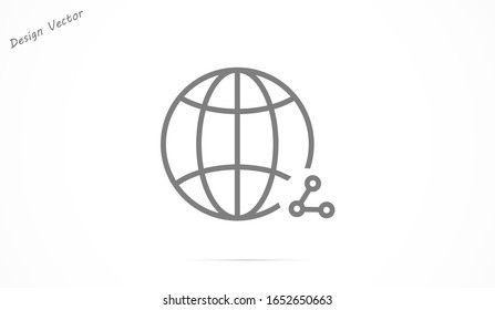 Internet Globe line and arrow "Go to web" - website icon. line Internet Globe icon and arrow that Internet clicks on it. line Black pictogram isolated on white line Internet background.