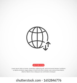 Internet Globe line and arrow "Go to web" - website icon. line Internet Globe icon and arrow that Internet clicks on it. line Black pictogram isolated on white line Internet background.