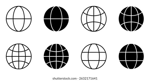 internet, globe, network icon set