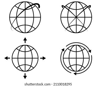 Internet globe related icon set. Internet globe icons isolated on a white background. Elements for mobile concept, web apps, website design and development. EPS 10 vector illustration. Editable Stroke