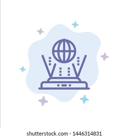 Internet, Globe, Router, Connect Blue Icon on Abstract Cloud Background