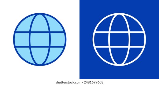 Internet globe, web, website icon in flat style. Web, website logo