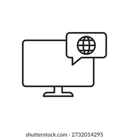Internet globo e símbolo mundial da web no monitor