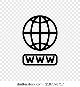 Internet, globe, www simple icon vector. Flat design. Transparent grid.ai