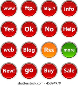 Internet glossy icons. Vector buttons.