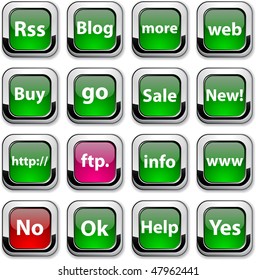 Internet glossy icons. Vector buttons.