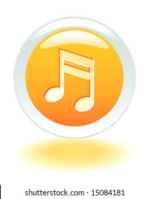 Internet glowing music note button.