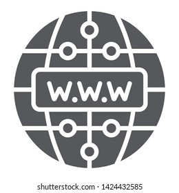 Internet glyph icon, website and globe, network sign, vector graphics, a solid pattern on a white background, eps 10.