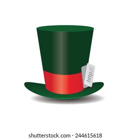 Internet green Hat Mad Hatter vector illustration.