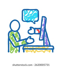 internet greeting and communication doodle icon sketch vector. internet greeting and communication sign. isolated symbol illustration