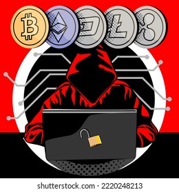 Internet hacker and cybersecurity system concept, vector illustration