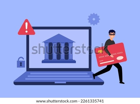 Internet hacker stealing money and from website computer. Cybercrime. Online payment scam concept.
