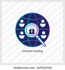 internet hacking icon flat design