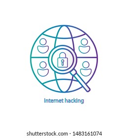 internet hacking line icon flat design