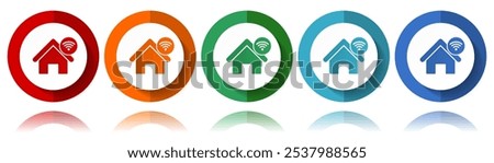 Internet, home, house vector icons, flat icon set for logo design, webdesign and mobile applications, colorful web button collection in eps 10