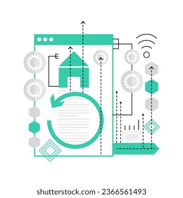 Internet homepage interface. Search engine optimization strategy, online smm graphic icon illustration