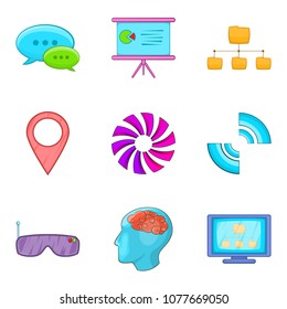 Internet host icons set. Cartoon set of 9 internet host vector icons for web isolated on white background