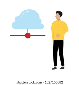 Internet hosting icon.  Flat cartoon character isolated on white background