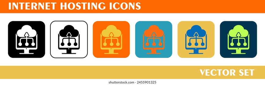 Internet hosting icons design. For sign, symbol, web design or web graphics. Vector flat illustration.