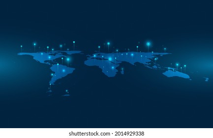 Internet hotspot connection,WiFi around the world concept.Free internet WiFi.Worldwide light network connecting.Global social network.Internet technology and futuristic.