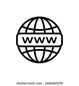 Internet http address icon isolated on white background. Globe sign in flat style. Network www symbol in black. Simple line connect abstract icon. Vector illustration for graphic design, logo, Web, UI