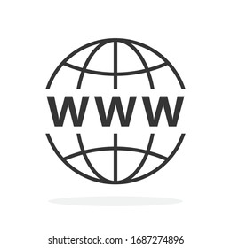 Internet http address icon. Vector WWW icon in flat design. World wide web icon isolated. Vector website symbol.