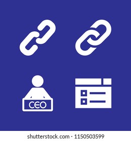 internet icon. 4 internet set with link, enterprise and video web vector icons for web and mobile app