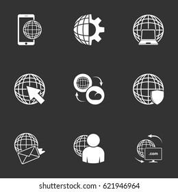 Internet icon. Black background