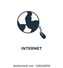 Internet icon. Black filled vector illustration. Internet symbol on white background. Can be used in web and mobile.
