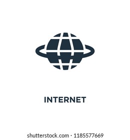 Internet icon. Black filled vector illustration. Internet symbol on white background. Can be used in web and mobile.