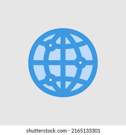 Icono de Internet en azul sobre lo esencial, uso para presentación de aplicaciones móviles del sitio web